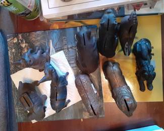Top view of several cast Iron Still Banks