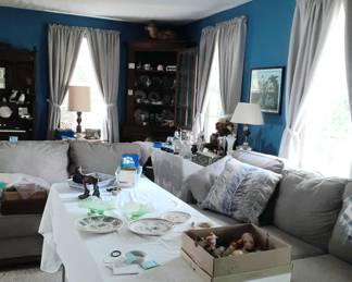 Living room ...shows couch and loveseat  and added table needed for display