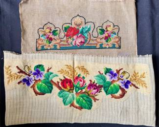Vintage Needlepoint - this is a sampling of the many unfinished needlepoint projects available, featuring beautiful patterns and designs just waiting to be completed!