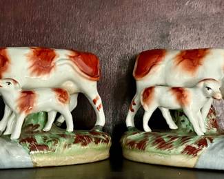 Pair of Staffordshire Cow and Calf