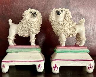 Antique Staffordshire Confetti Porcelain Poodles