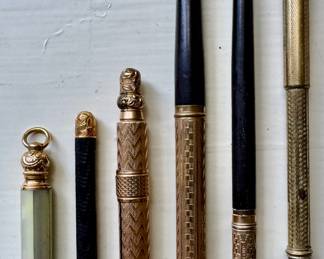 antique Victorian Era and 19th C Retractable Dip Pens and Writing Instruments