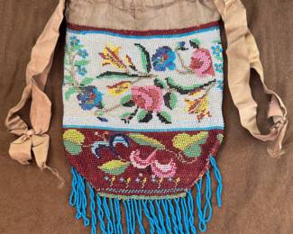 Antique Beaded Bag with Silk