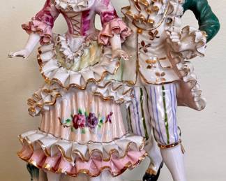 Vintage Rococo Style Hand Painted Porcelain Figure