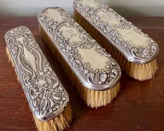 Sterling Silver Repousse Clothing Brushes