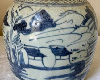 Sealed Antique Chinese Blue and White Porcelain Ginger Jar with US Great Seal