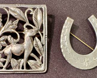 Sterling Danecraft Pin & Sterling Horseshoe Pin
