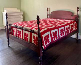 Vintage Full Bed with Handmade Quilt (Mattress Not Included)