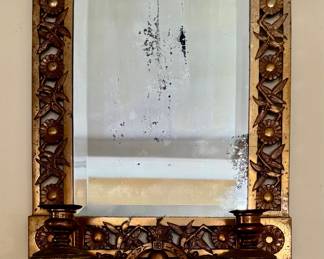 (2) Victorian Gilt Bronze Wall Mirror with Candle Sconces