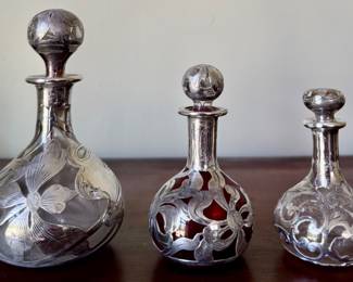 Perfume Bottles with Sterling Overlay