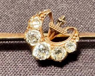 14K Bar Pin with Diamonds