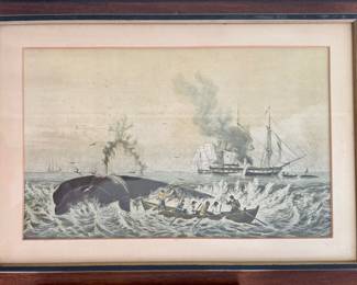 "The Whale Fishery" Currier & Ives Framed Print