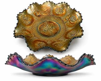 "Dragons & Lotus" Amethyst Carnival Glass bid #1