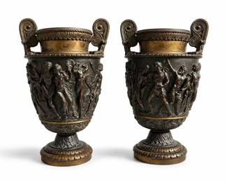 Pair Classical Revival Figural Urns bid #26