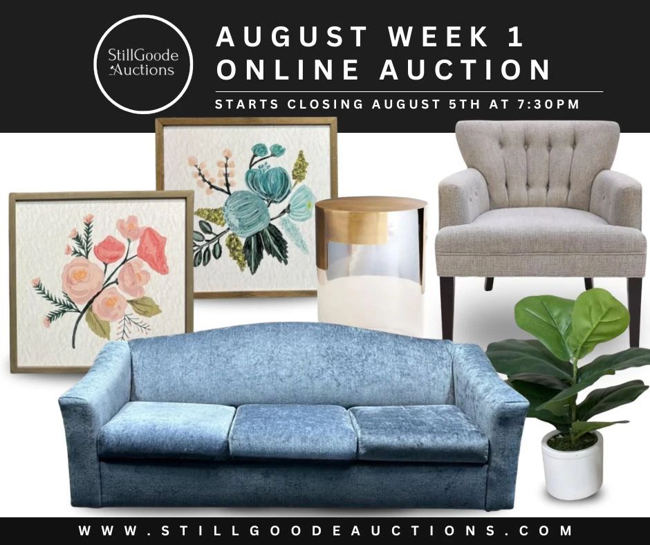 Kenneth Cole, Christopher Radko, Pioneer and Sony speakers, Harley Davidson, cornet instrument, Roper washing machine, original movie posters, quilts, rocker recliner, cross pens, antique furniture, floor lamps, and much more!