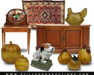 Bordallo Pinheiro, Czech glass, vintage glassware, coins, mirrors, Kendra Scott, milk glass, artwork, Asian decor, Royal Albert Old Country Roses, Wedgwood, razor scooter, Betsy Johnson, and much more!