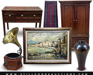 ames Avery, lamps, pumpkins and fall decorations, depression glass, oreck vacuum cleaner, clocks, signed prints, blue willow, ladders, pampered chef, and much more!