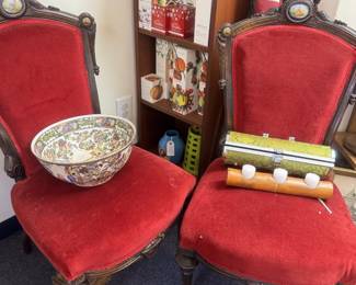Pair if velvet victorian chairs