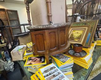 Pair of marble top MCM side tables