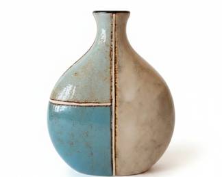 Collection of Decorative Home Decor Items including Watercolor Art, Crackle Glaze Ginger Jar, and Metallic Bookends second image