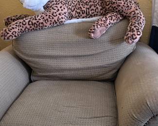 Another darker beige upholstered chair