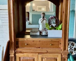 Cabinet with pull out table, silverware drawer, shelves