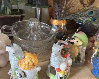 vintage creamers and planters, juicers