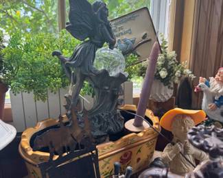 garden fairy, planters,