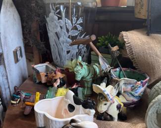 vintage planters, lamp