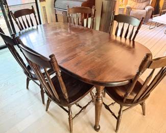 43 EthanAllenSolidWoodenExtendableDiningTableSet