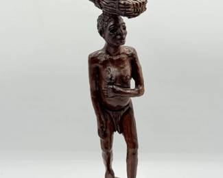 171 VintageHandCarvedWoodenAfricanFigurine
