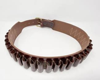 19 BrownLeatherShotgunShellAmmoBeltSize70M