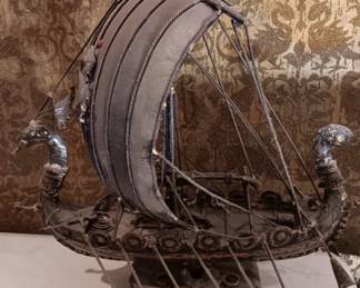 Hand Made Metal Viking Ship