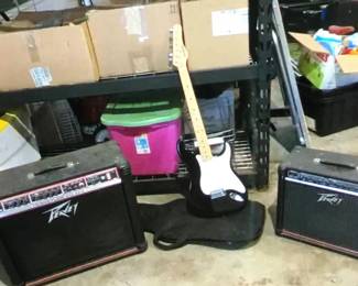 Electric guitar with 2 amps