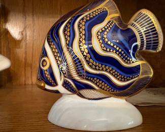Authentic English Bone China Figurine from the prestigious Royal Crown Derby porcelain Company. "Tropical Koran Angel Fish".