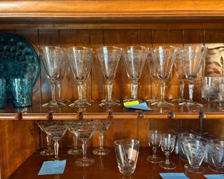 Vintage 1920s Fostoria Crystal wine stems (12 prisine stems)