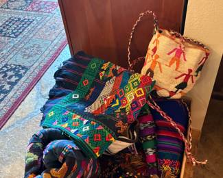 Collection of vintage traditional Guatemala and Mayan hand-woven textiles