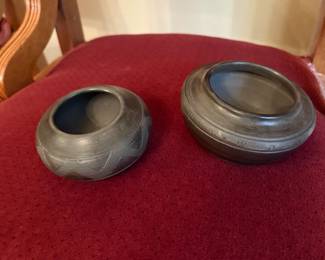 Signed black pottery
