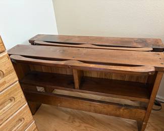 Two twin bed headboards, hardwood, mid-century modern