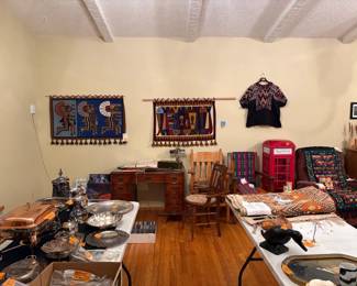 Weavings, antique desk and more
