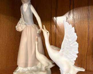 LladrĂ³ figurines, Girl with Goose and Basket and Goose in Flight/Taking off