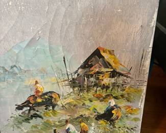 Sathorn Mid-Century Thai Impasto painting with signature