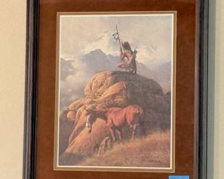 Authentic 1973 Frank McCarthy "The Loner" limited edition print. Hand numbered and pencil signed. Premium sued matting and custom lodge frame.
