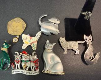 Assorted Cat Pendants, Ring, 925 Pendants, and Watch