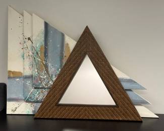 Greg Copeland Geometric Mirror, 90s Geometric Multilayer Painting, signed