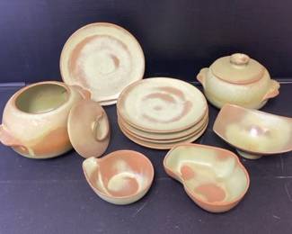 Frankoma Prarie Green Pottery Set