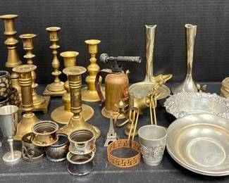Brass, Pewter, Copper, Silver Plated Candlestick Holders More