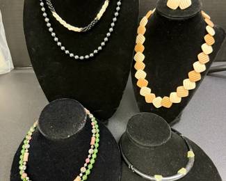 Natural Stone Beaded Necklaces, Avon Plastic Necklace and Choker