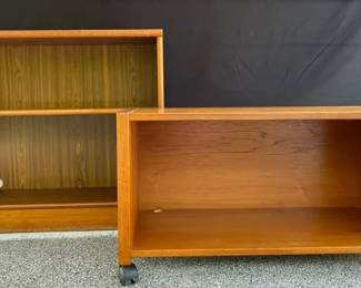MCM TV Cabinet on Casters, Bookshelf with Cord Ports