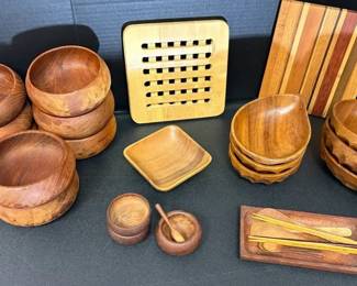 Teak Bowls, Trivets, Utensils